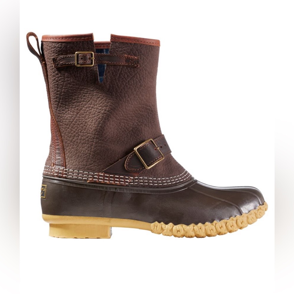 L.L. Bean Brown Waterproof Leather Duck Boots with Tan Sole